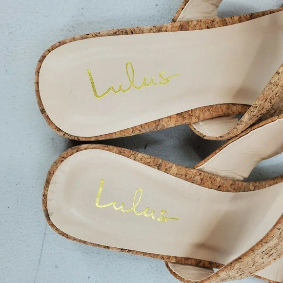 Lulu's Women's Decker Cork Slide‎ Peep Toe Sandals Size 10 - Picture 10 of 12